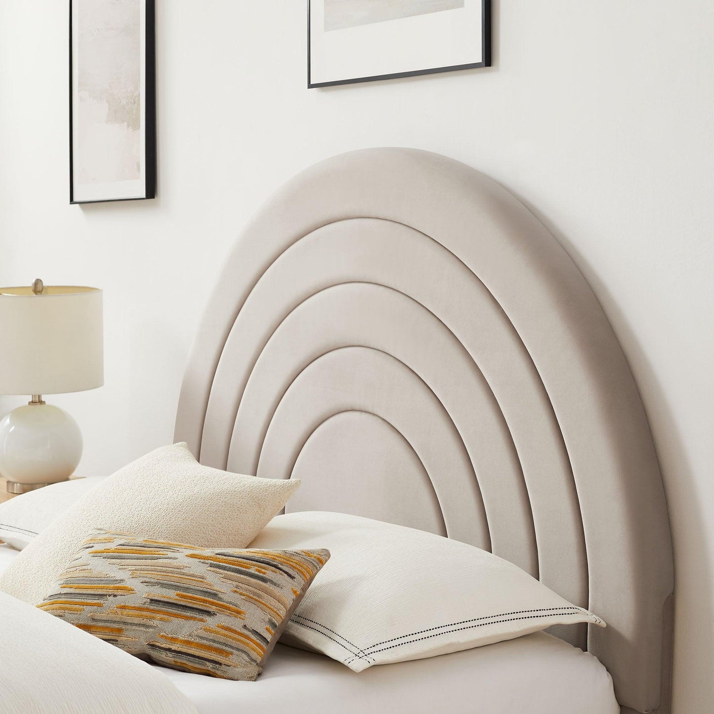 Solana Arched Performance Velvet Queen Platform Bed by Modway FredCo
