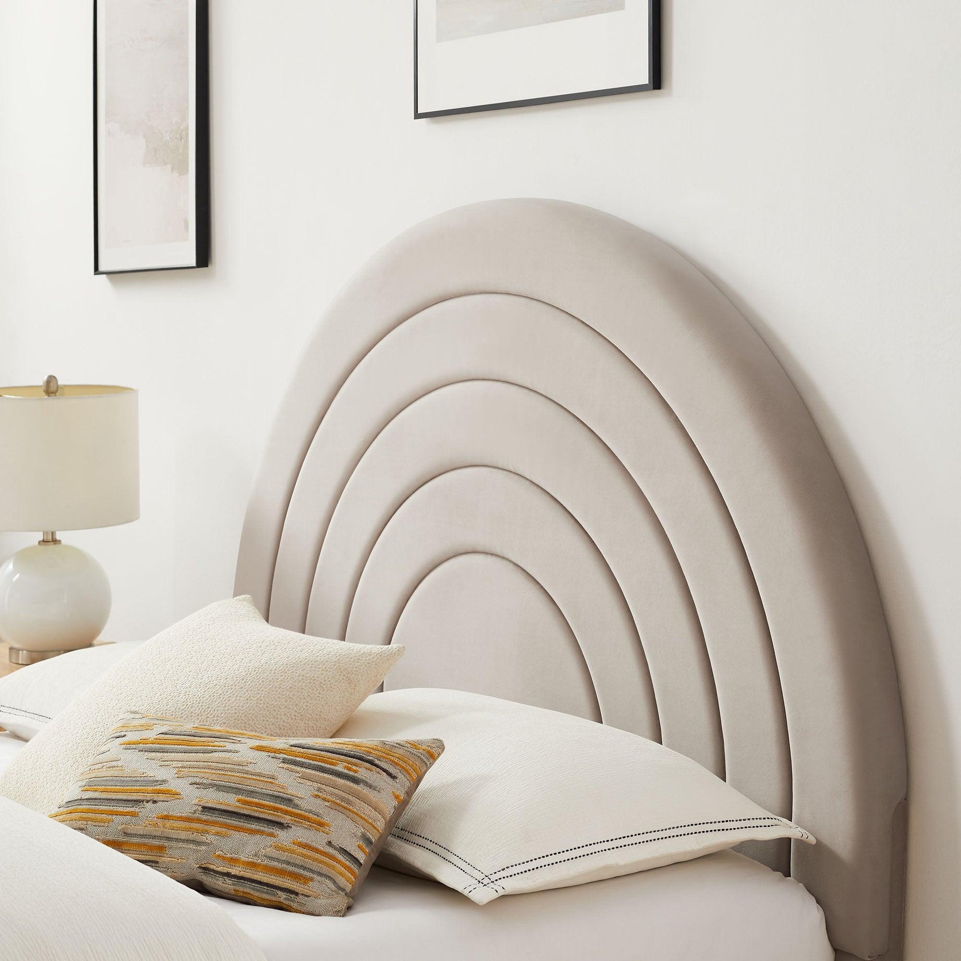 Solana Arched Performance Velvet Queen Platform Bed by Modway FredCo