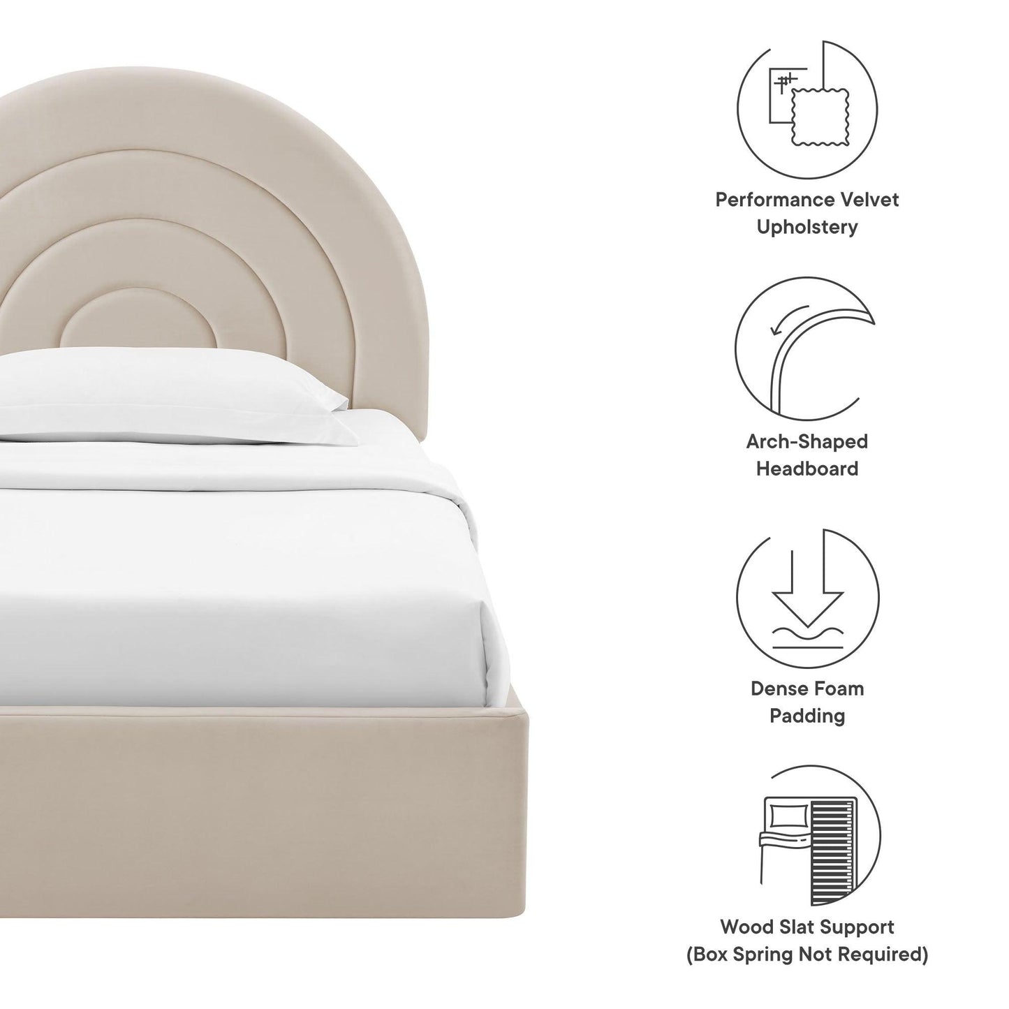 Solana Arched Performance Velvet Twin Platform Bed by Modway FredCo