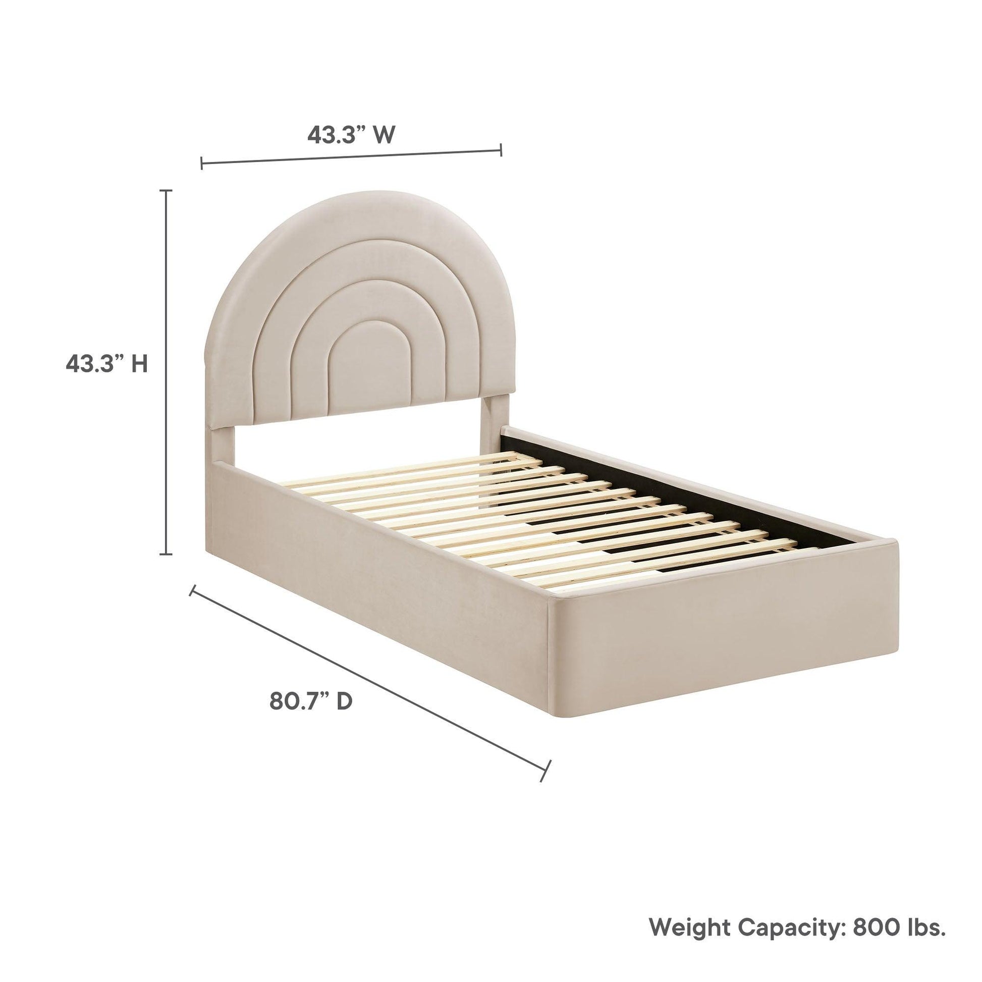 Solana Arched Performance Velvet Twin Platform Bed by Modway FredCo