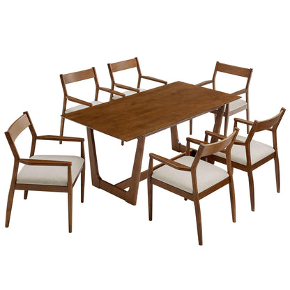 Solara 7-Piece Wood Dining Set with Fabric Upholstered Armchairs by Modway FredCo