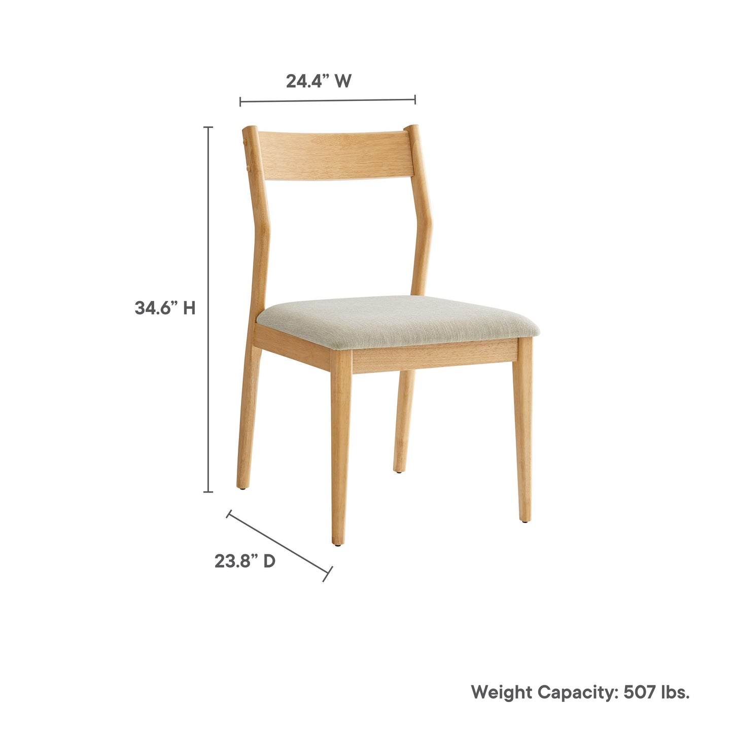 Solara 7-Piece Wood Dining Set with Fabric Upholstered Side Chairs by Modway FredCo