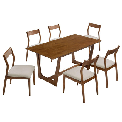 Solara 7-Piece Wood Dining Set with Fabric Upholstered Side Chairs by Modway FredCo