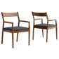 Solara 7-Piece Wood Dining Set with Vegan Leather Armchairs by Modway FredCo