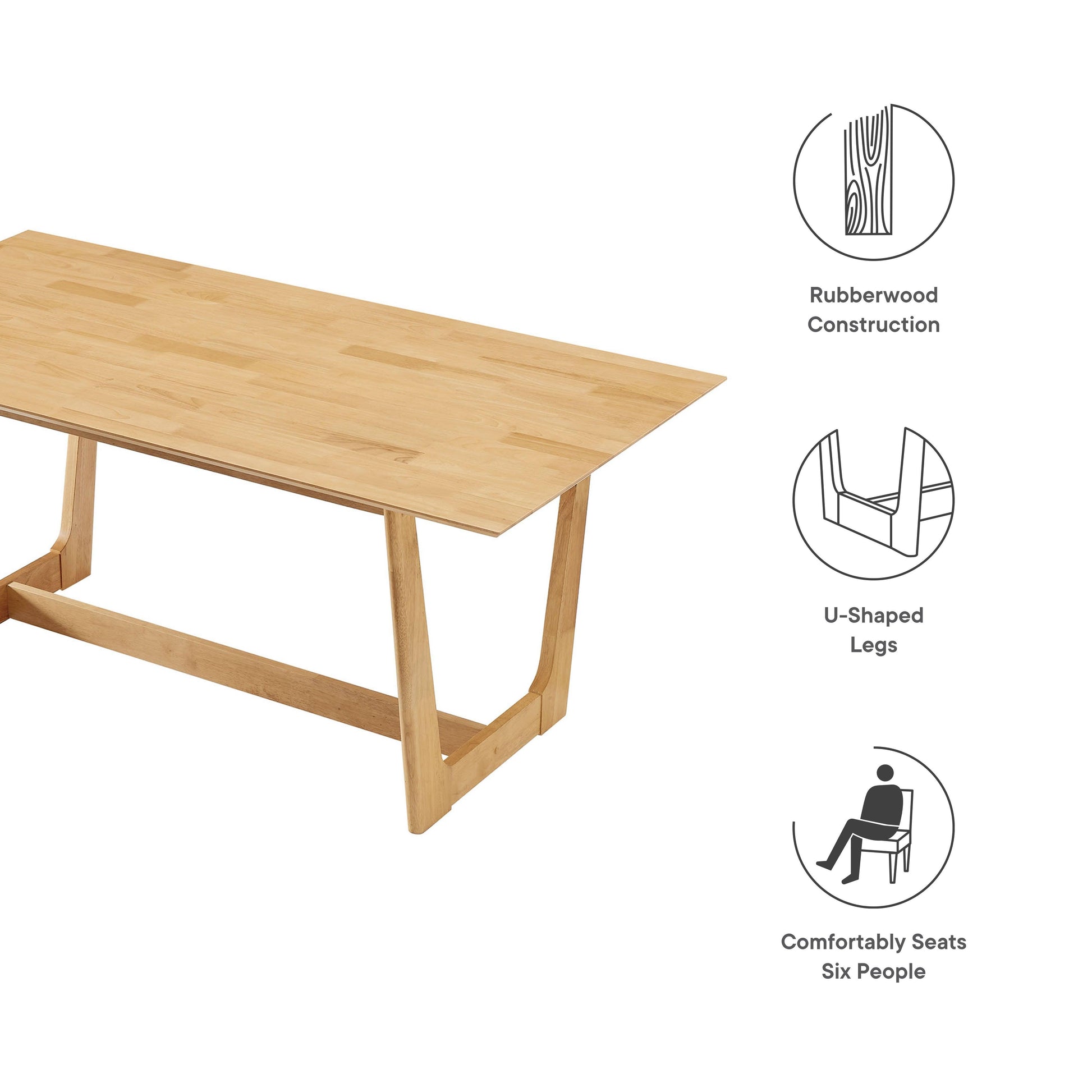 Solara 71" Rectangle Wood Dining Table by Modway FredCo