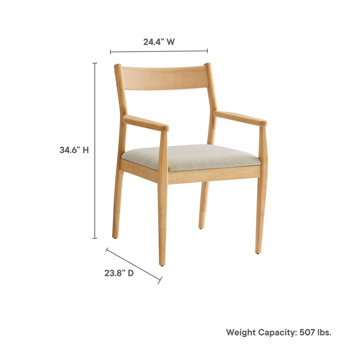 Solara Fabric Wood Dining Armchairs Set of 2 by Modway FredCo