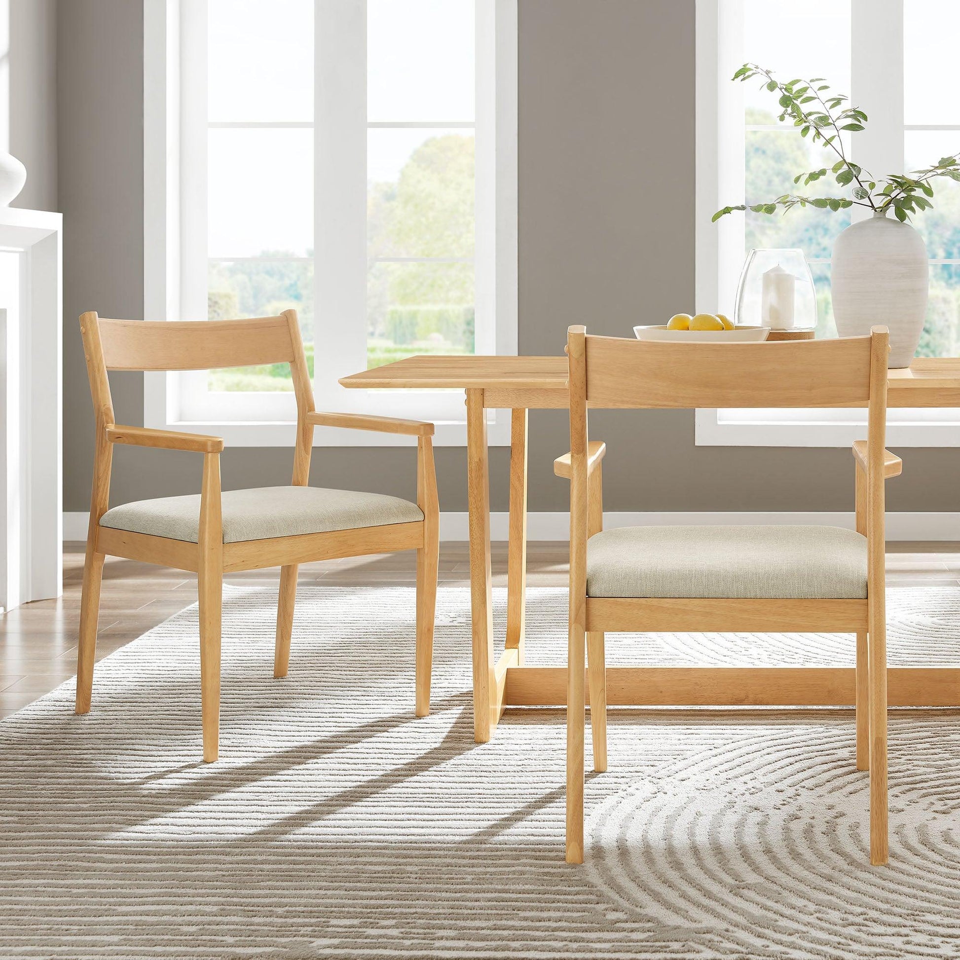 Solara Fabric Wood Dining Armchairs Set of 2 by Modway FredCo