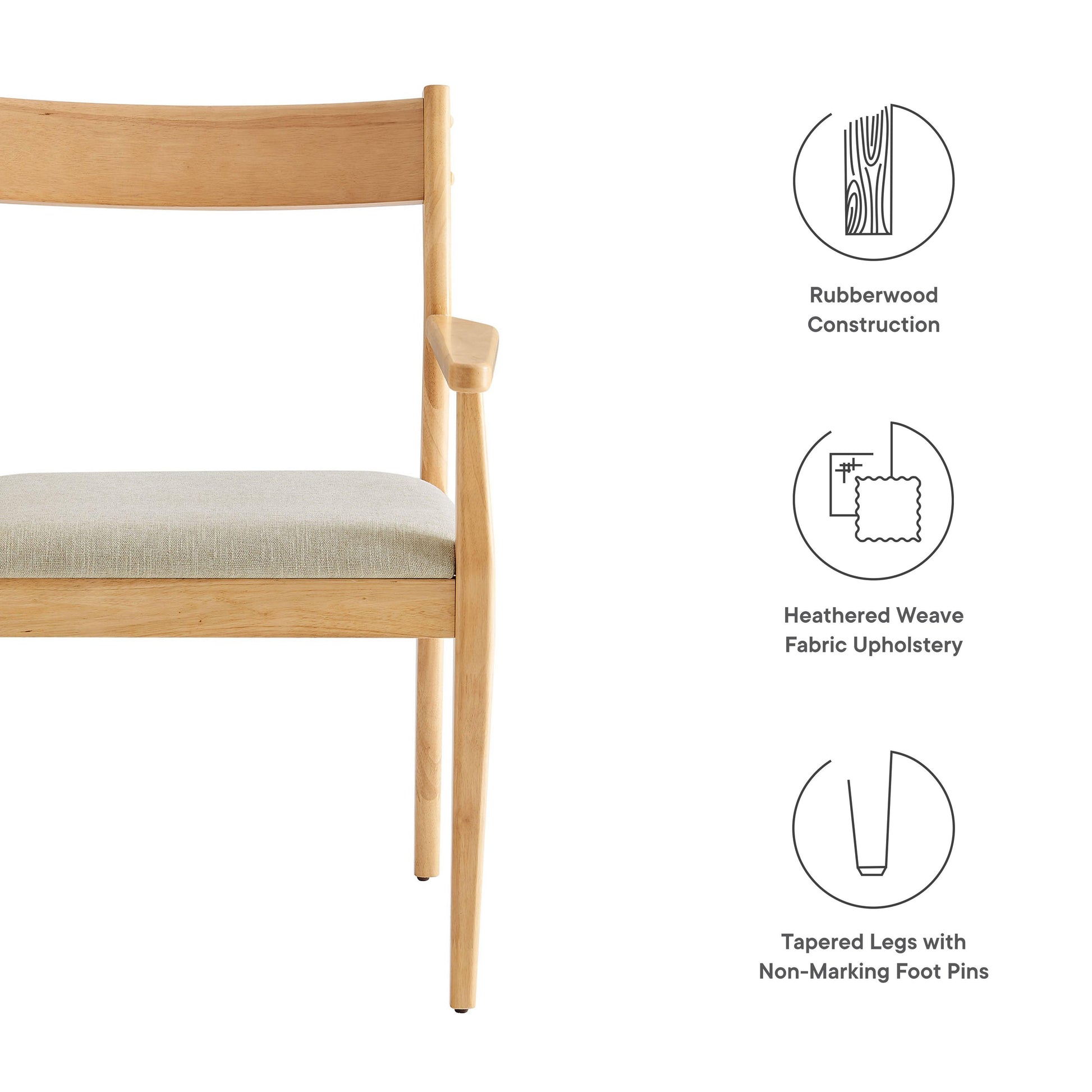 Solara Fabric Wood Dining Armchairs Set of 2 by Modway FredCo