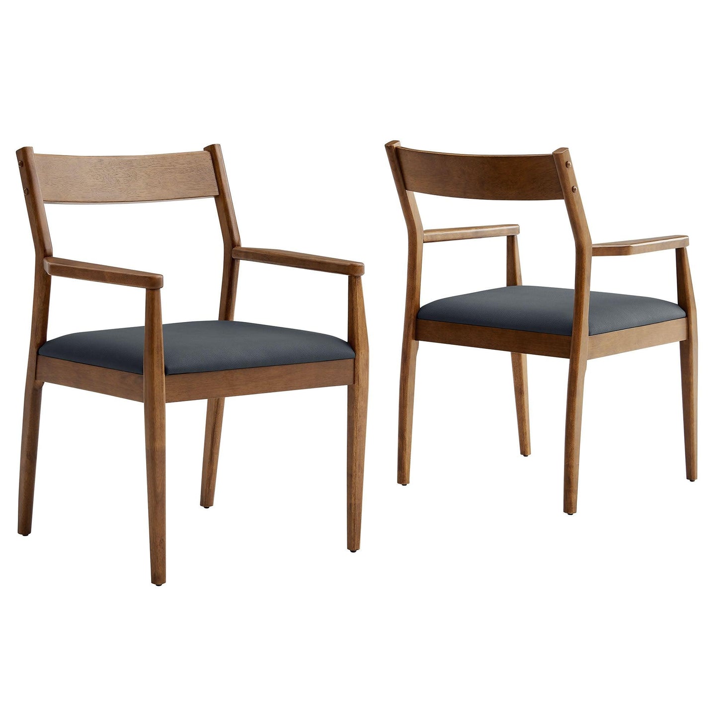 Solara Vegan Leather Wood Dining Armchairs Set of 2 by Modway FredCo