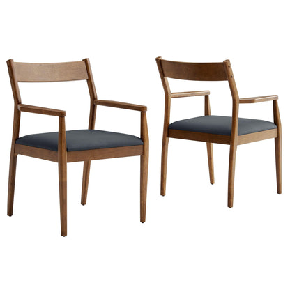 Solara Vegan Leather Wood Dining Armchairs Set of 2 by Modway FredCo