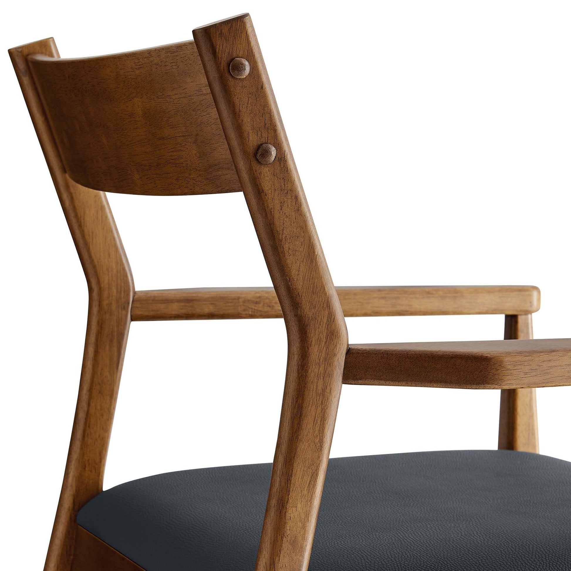 Solara Vegan Leather Wood Dining Armchairs Set of 2 by Modway FredCo