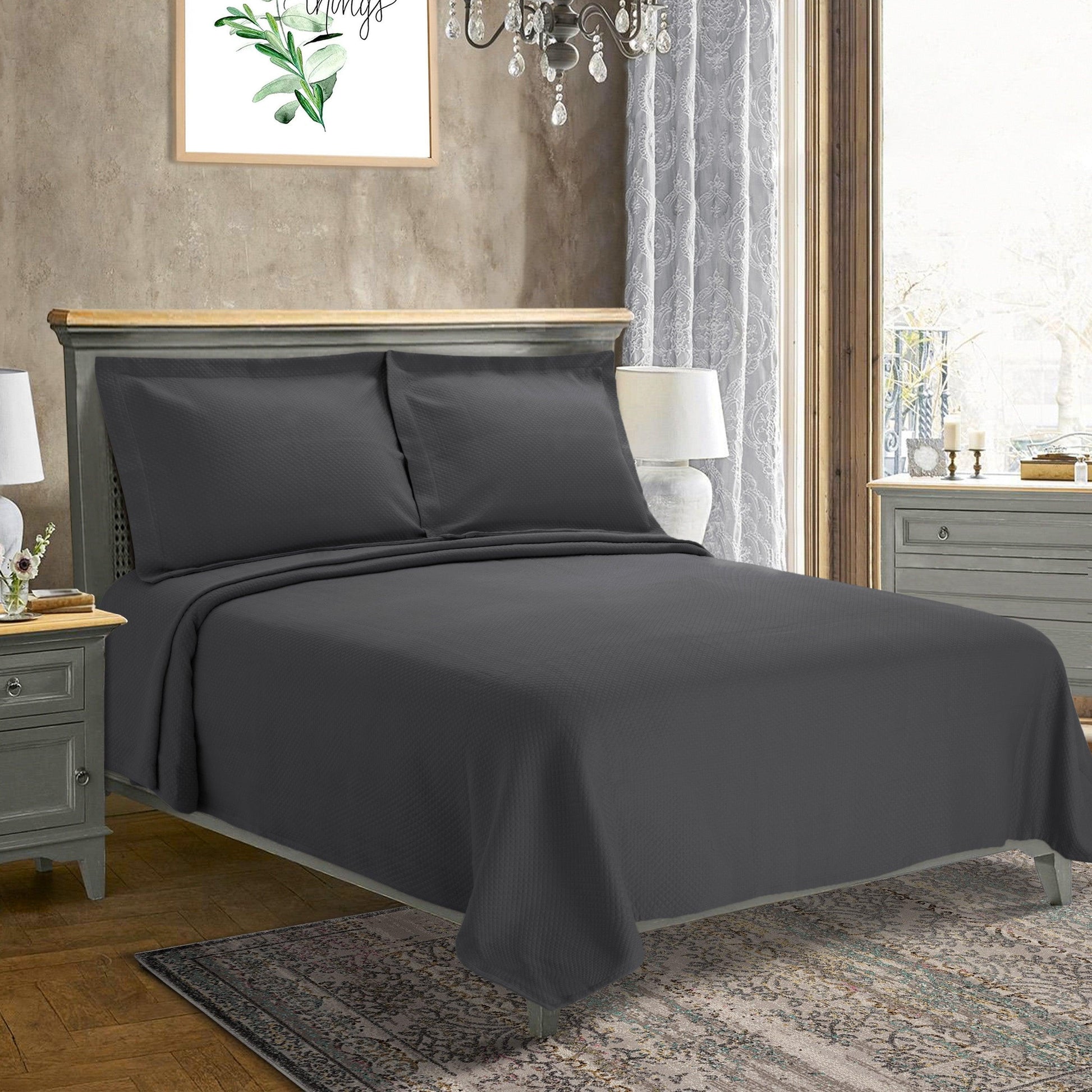 Solitaire 100% Cotton Jacquard Matelassé Bedspread Set FredCo