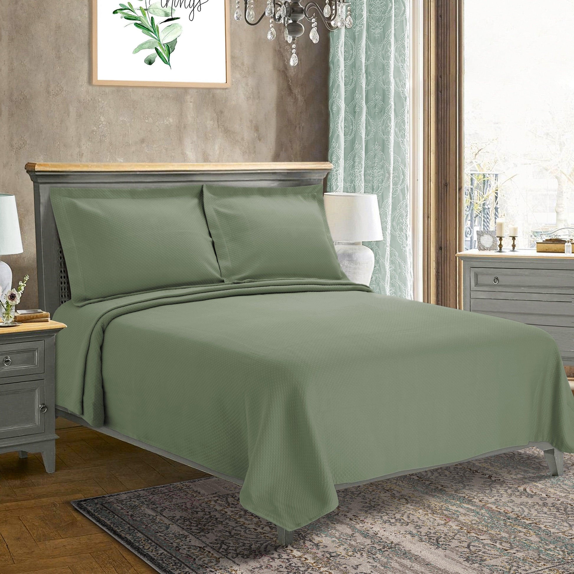 Solitaire 100% Cotton Jacquard Matelassé Bedspread Set FredCo