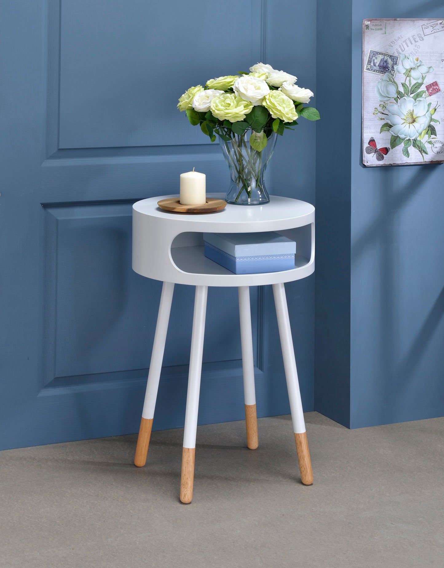 Sonria Natural White Round Accent Table FredCo