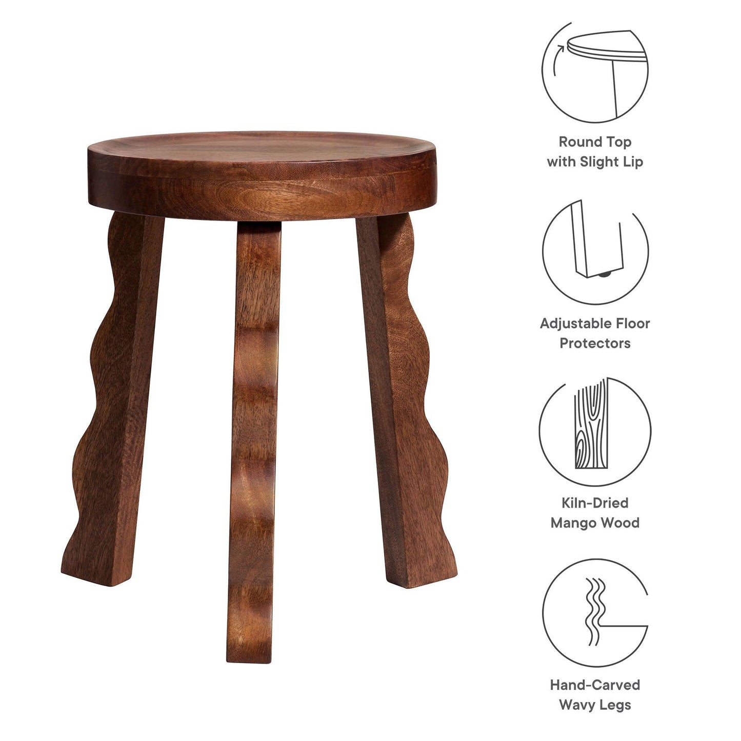 Sorrel Carved Wood Stool by Modway EEI-7140 FredCo