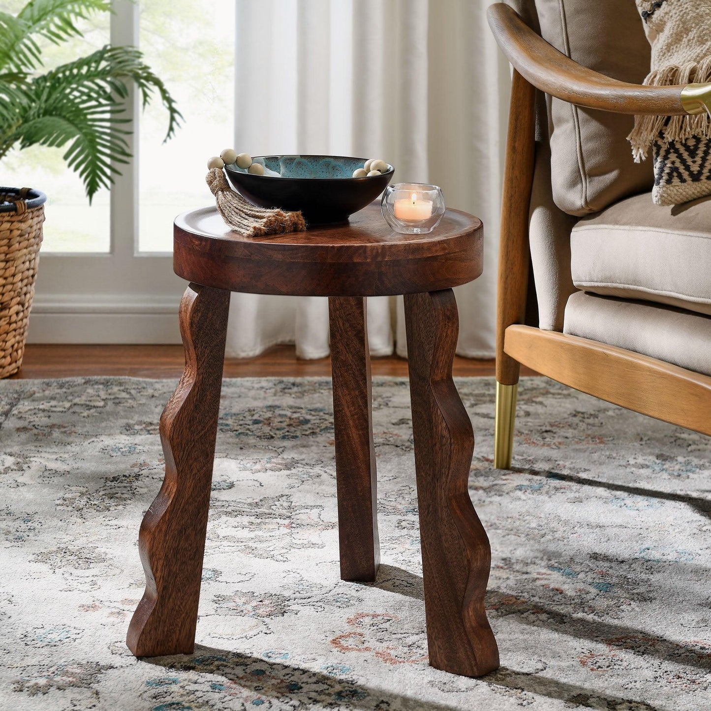Sorrel Carved Wood Stool by Modway EEI-7140 FredCo