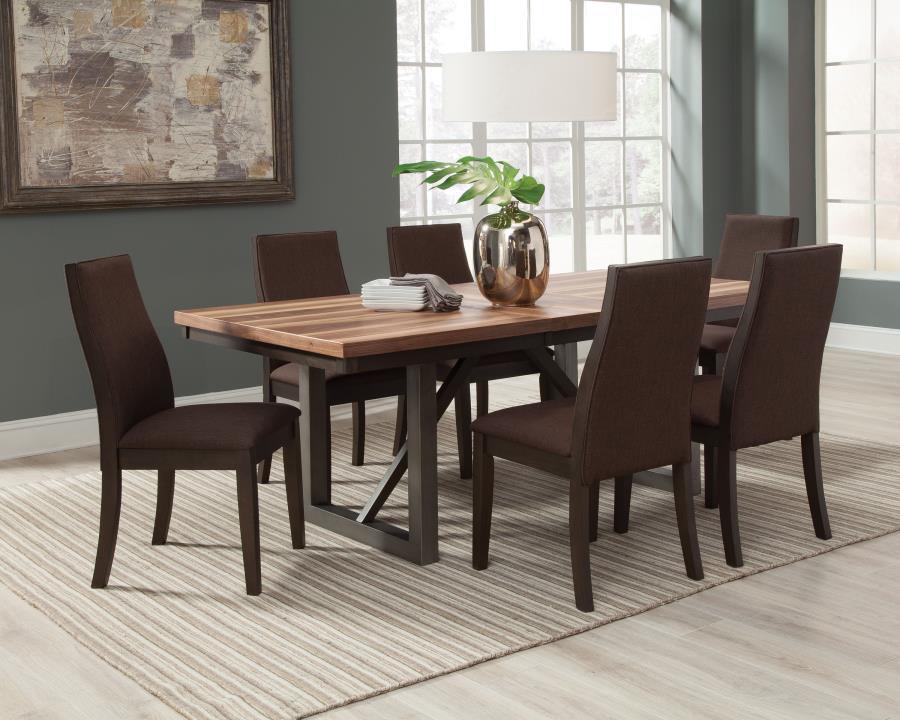 Spring Creek 5-piece Dining Room Set Natural Walnut and Rich Cocoa Brown 106581-S5 Coaster FredCo