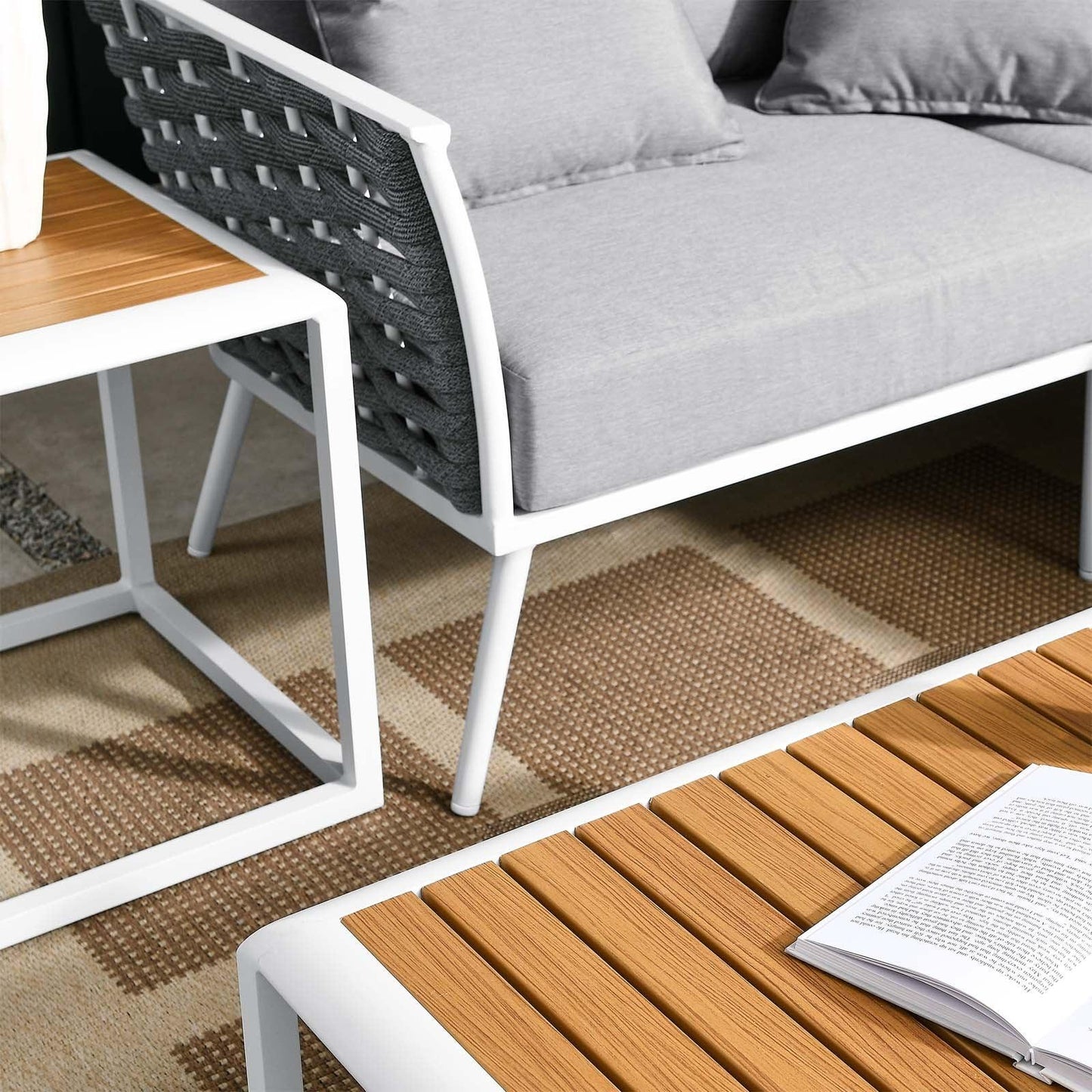Stance 7 Piece Outdoor Patio Aluminum Sectional Sofa Set, EEI-5756 FredCo