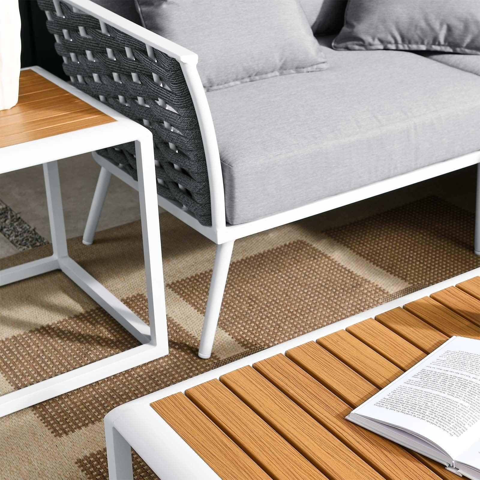 Stance 7 Piece Outdoor Patio Aluminum Sectional Sofa Set, EEI-5756 FredCo