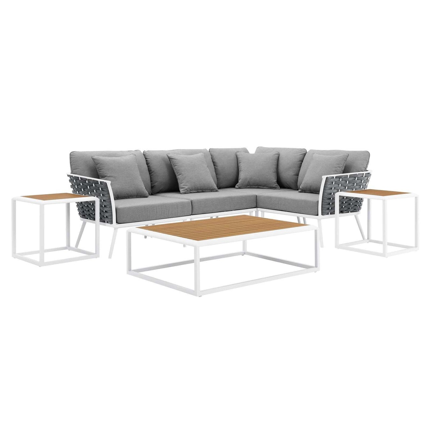 Stance 7 Piece Outdoor Patio Aluminum Sectional Sofa Set, EEI-5756 FredCo