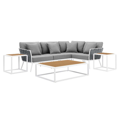 Stance 7 Piece Outdoor Patio Aluminum Sectional Sofa Set, EEI-5756 FredCo