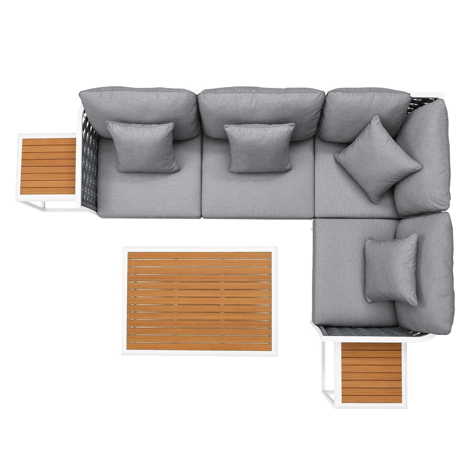 Stance 7 Piece Outdoor Patio Aluminum Sectional Sofa Set, EEI-5756 FredCo