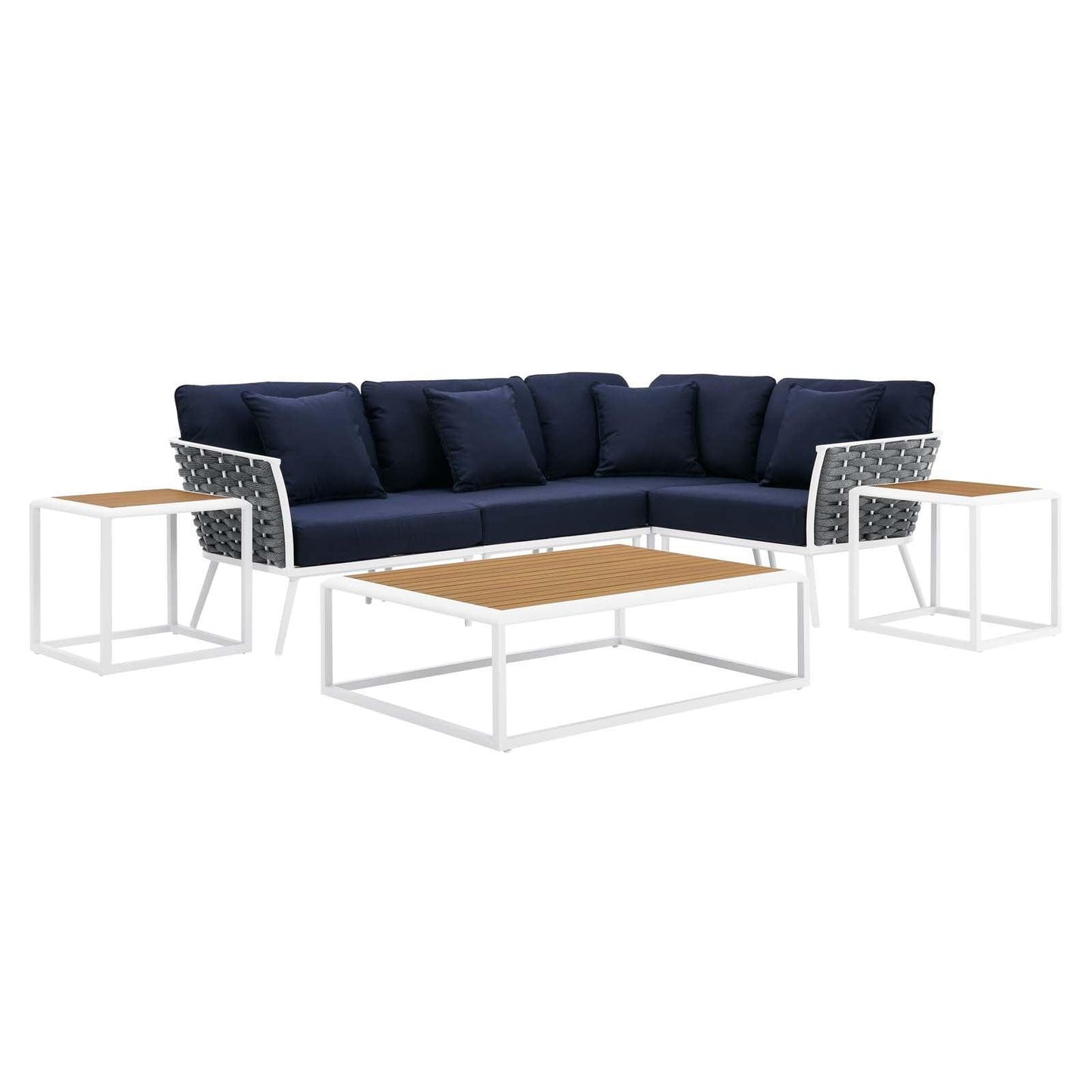 Stance 7 Piece Outdoor Patio Aluminum Sectional Sofa Set, EEI-5756 FredCo