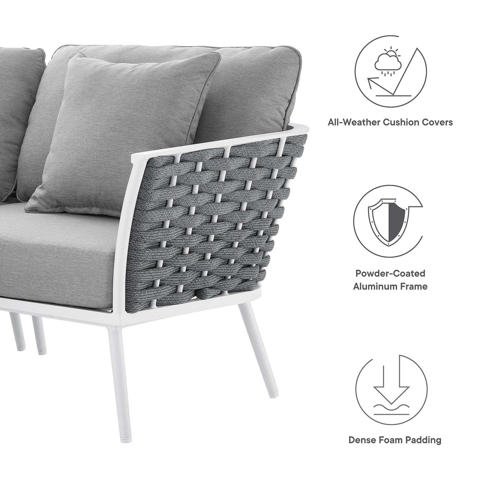 Stance 7 Piece Outdoor Patio Aluminum Sectional Sofa Set, EEI-5756 FredCo