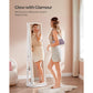 Standing LED Mirror Jewelry Cabinet White FredCo