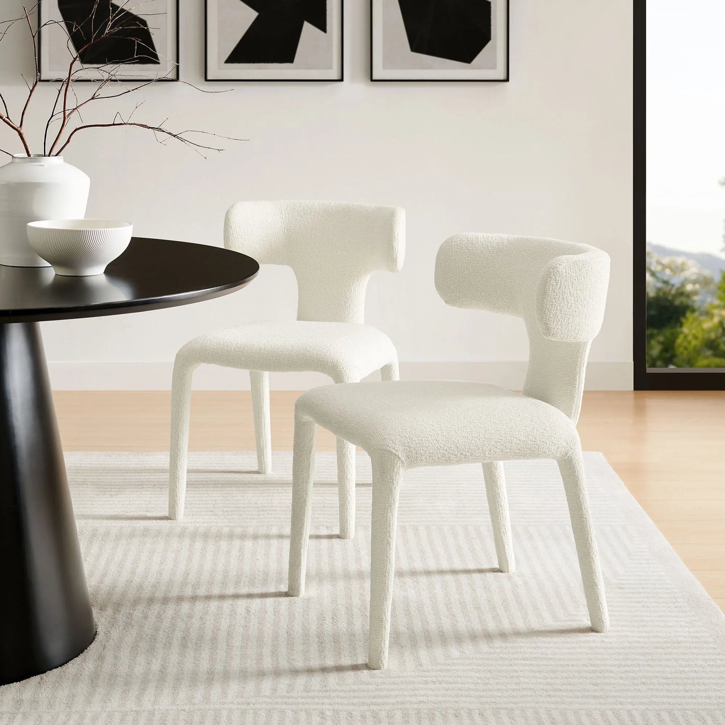 Stellan Curved Back Boucle Upholstered Dining Chair Set of 2 by Modway EEI-7230 FredCo