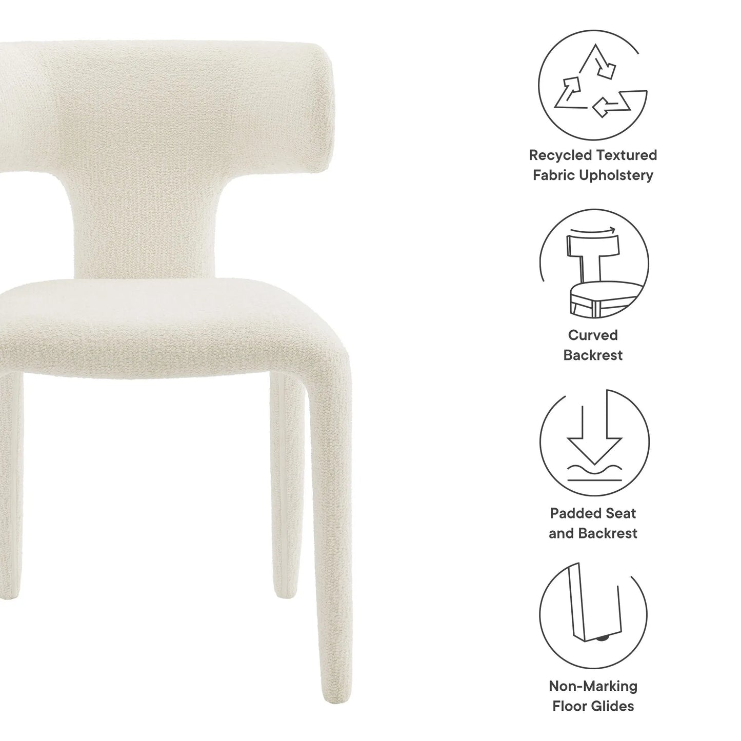 Stellan Curved Back Boucle Upholstered Dining Chair Set of 2 by Modway EEI-7230 FredCo