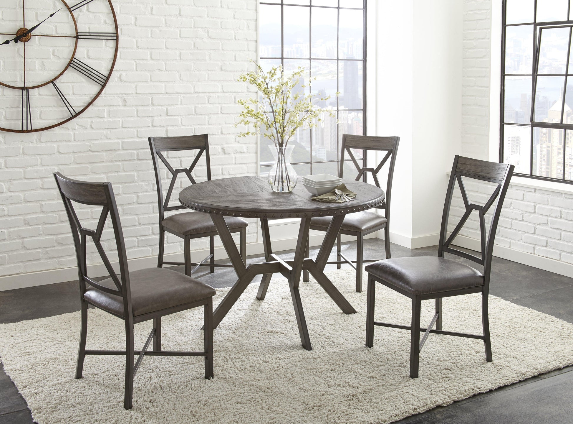 Steve Silver Alamo - Round Dining Table - Dark Gray AL450T FredCo