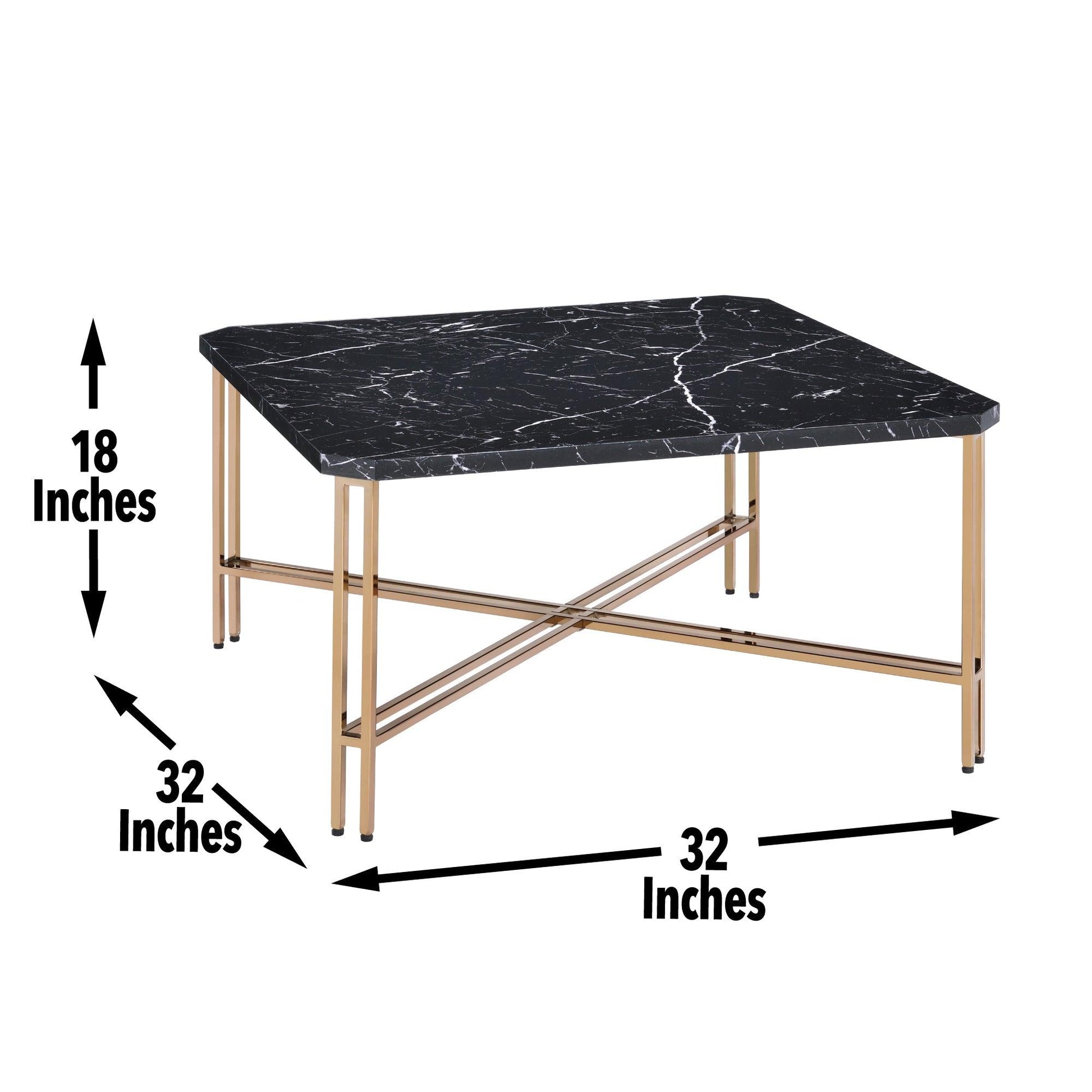 Steve Silver Daxton - Faux Marble Top Square Cocktail Table - Black DX100C FredCo
