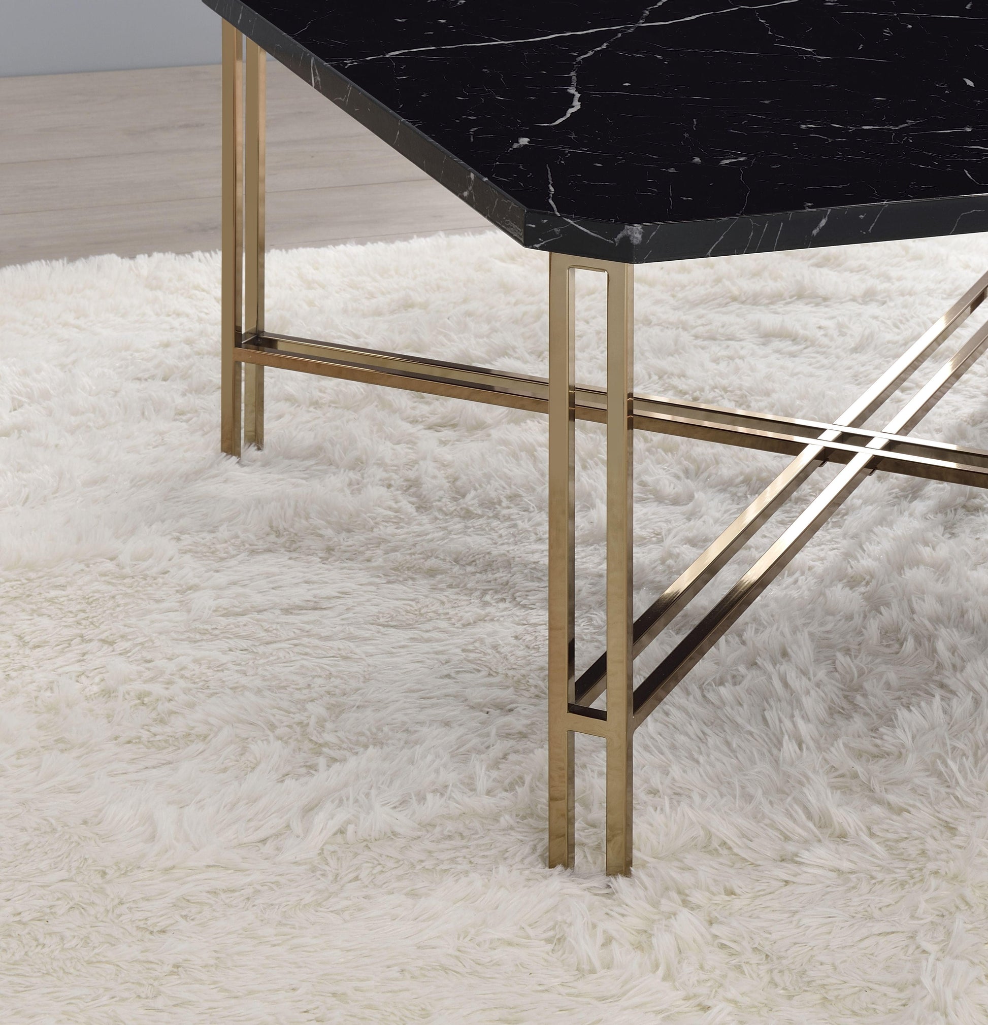 Steve Silver Daxton - Faux Marble Top Square Cocktail Table - Black DX100C FredCo