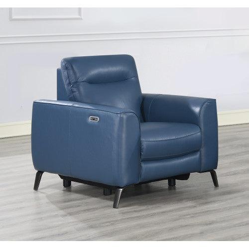Steve Silver Fashionable Ocean Blue Leather Reclining Chair FredCo