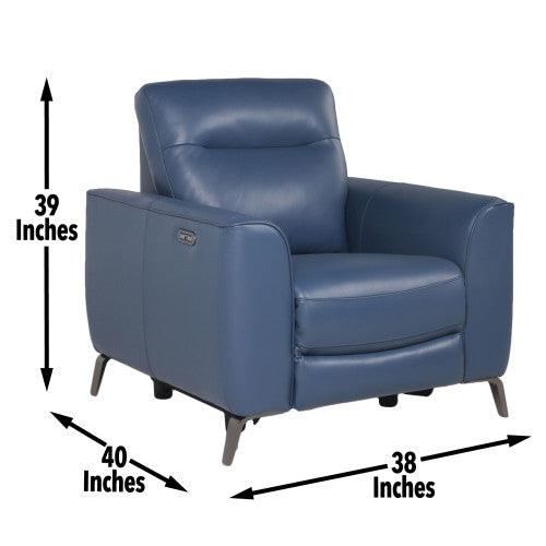 Steve Silver Fashionable Ocean Blue Leather Reclining Chair FredCo