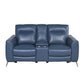 Steve Silver High-Leg Console Loveseat - Top-Grain Leather, Dual-Power, Ocean Blue Color SA850CL FredCo