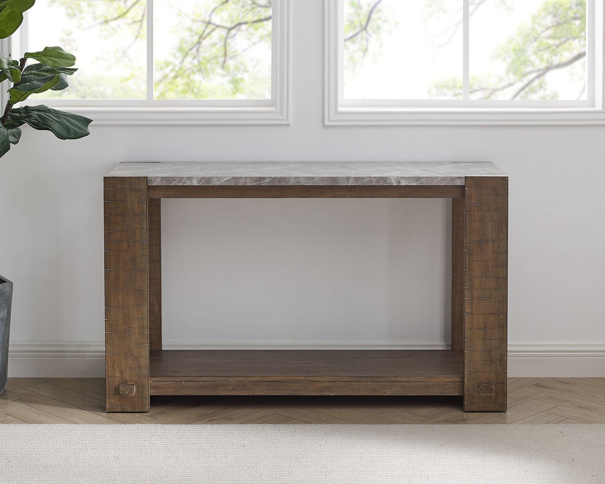 Steve Silver Libby - Sintered Stone Sofa Table - Brown LB100S FredCo