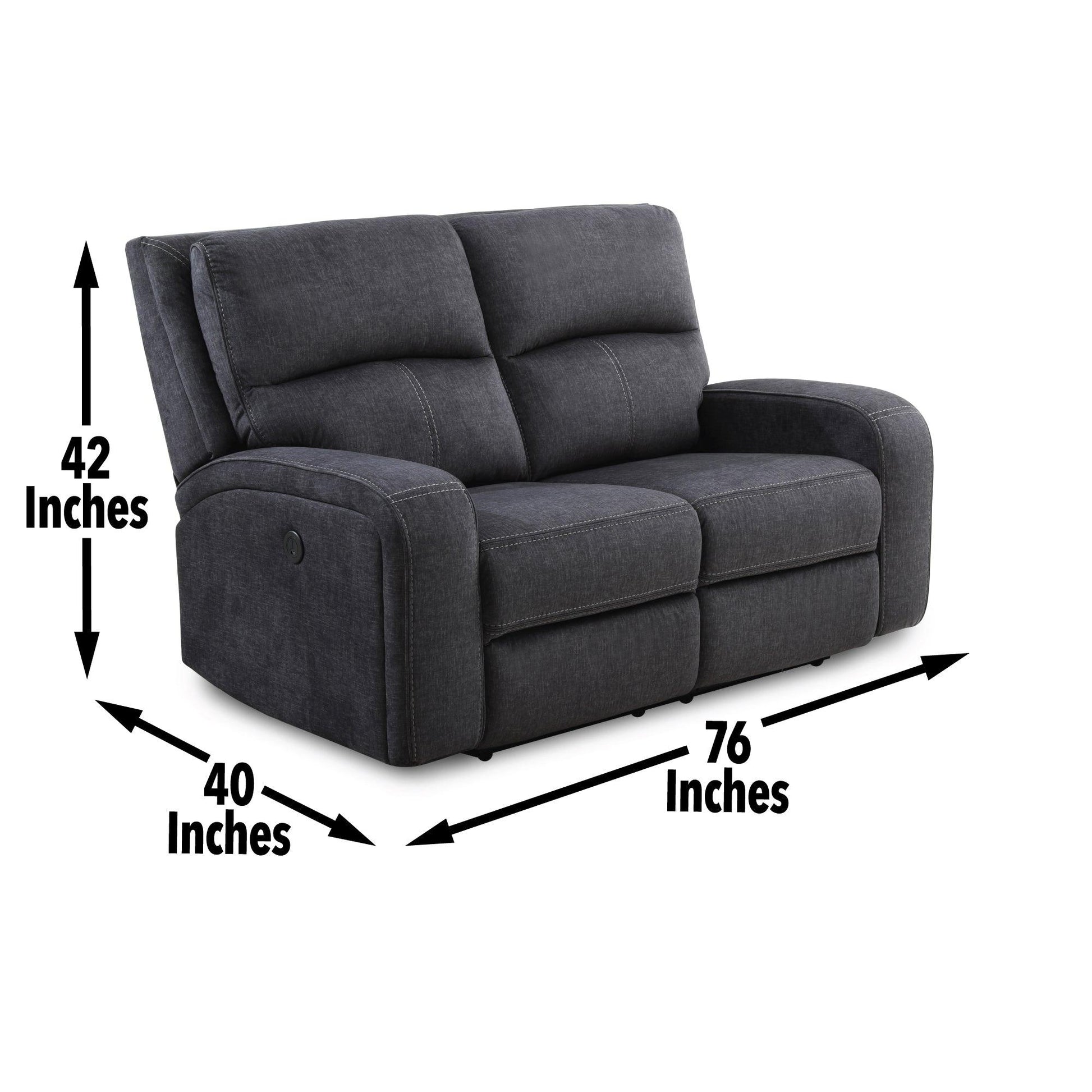 Steve Silver Lovell - Power Console Loveseat - Dark Gray LO5168CLC FredCo