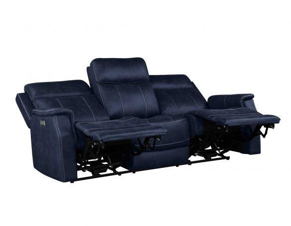 Steve Silver Tailored Dual Recliner Sofa Dark Blue FredCo