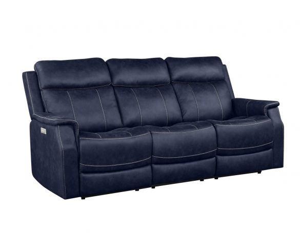 Steve Silver Tailored Dual Recliner Sofa Dark Blue FredCo