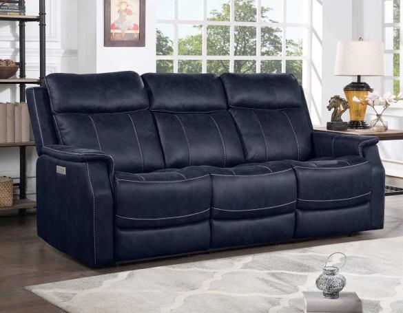Steve Silver Tailored Dual Recliner Sofa Dark Blue FredCo