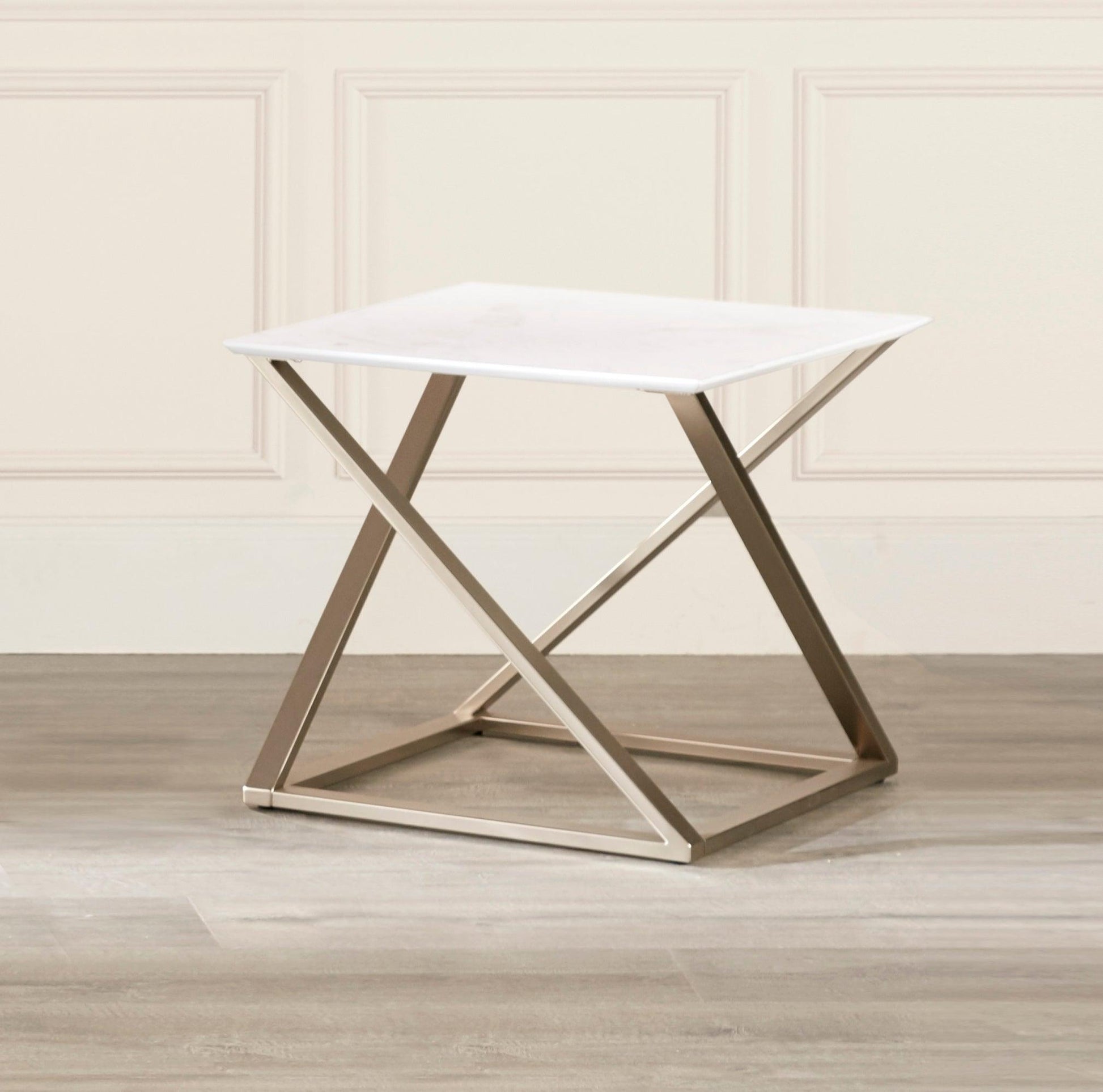 Steve Silver Zurich - End Table With Faux White Marble Top - White ZU100E FredCo