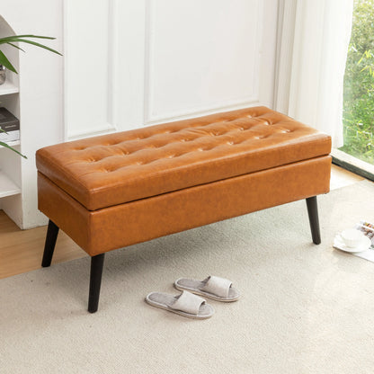 Storage Bench with Storage Bench Brown Leather Bench FredCo