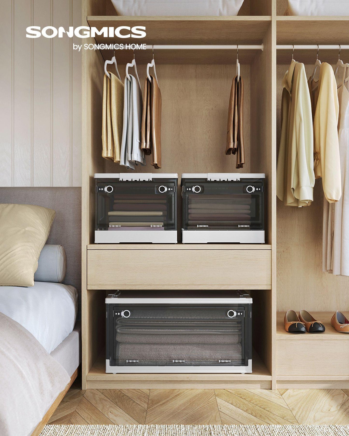 Storage Bins White and Gray FredCo