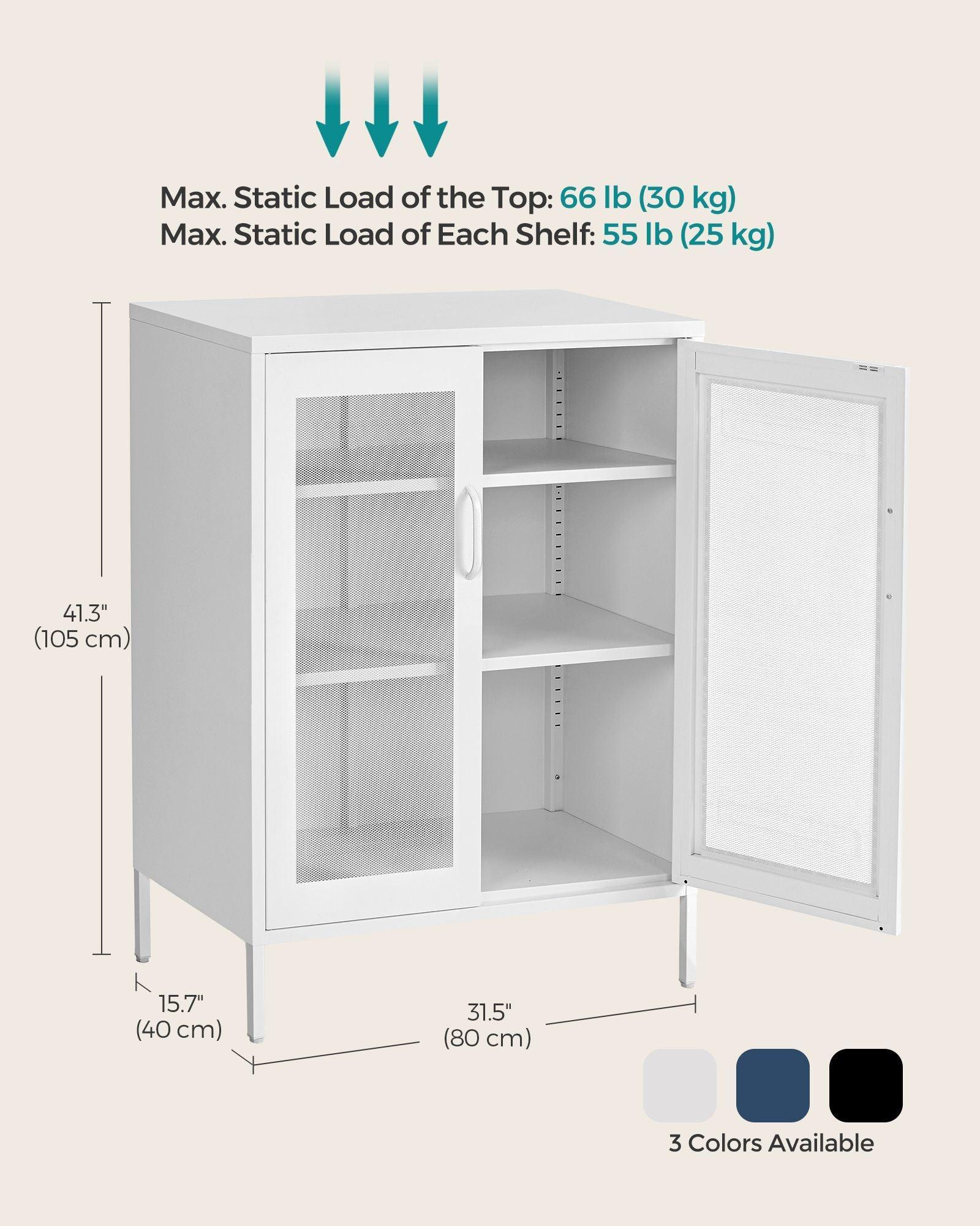 Storage Cabinet With 2 Mesh Doors Matte White FredCo