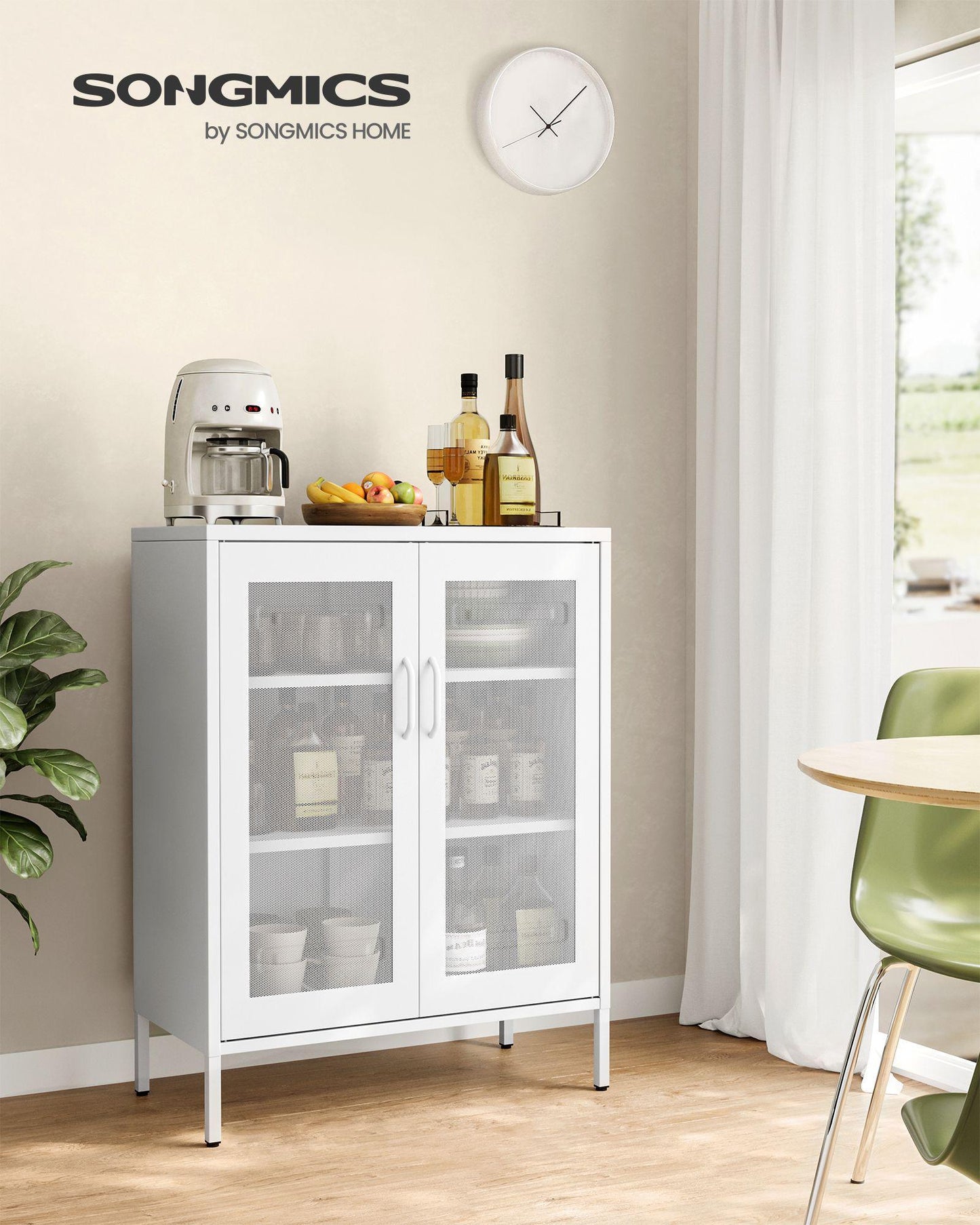 Storage Cabinet With 2 Mesh Doors Matte White FredCo