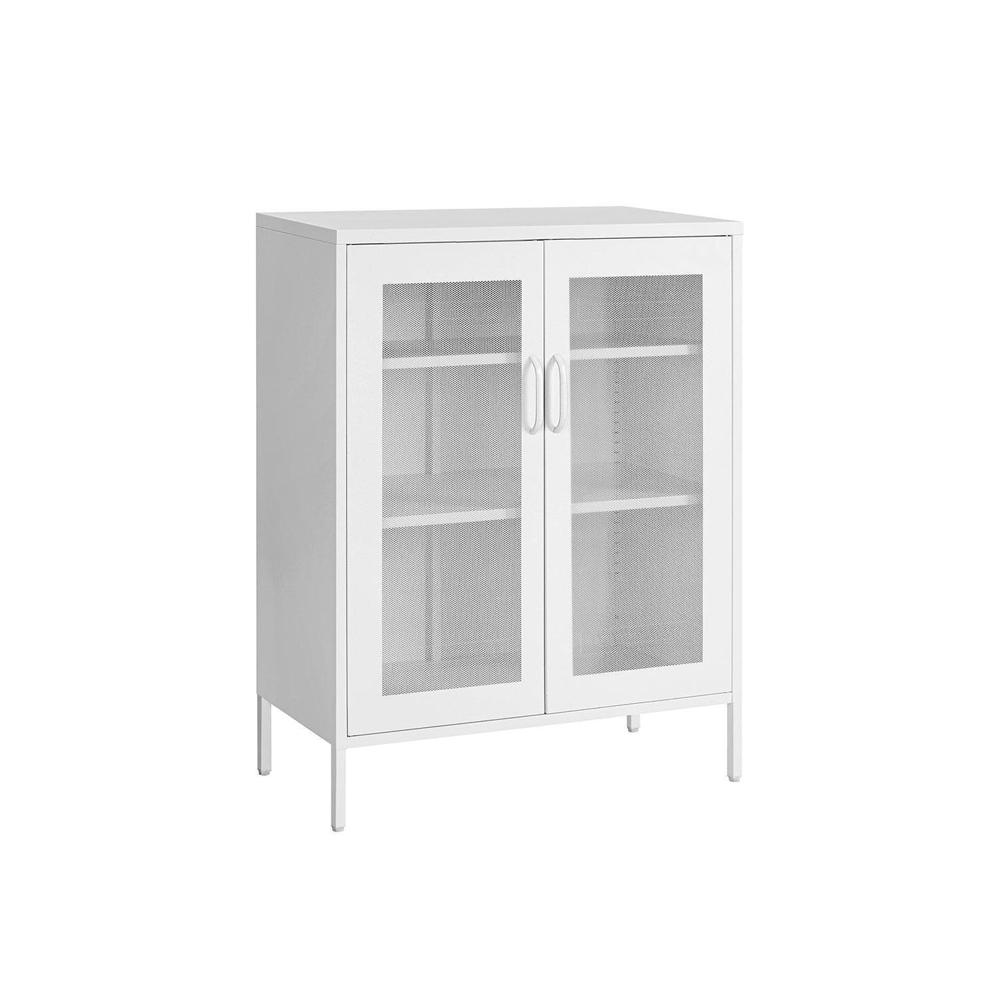 Storage Cabinet With 2 Mesh Doors Matte White FredCo