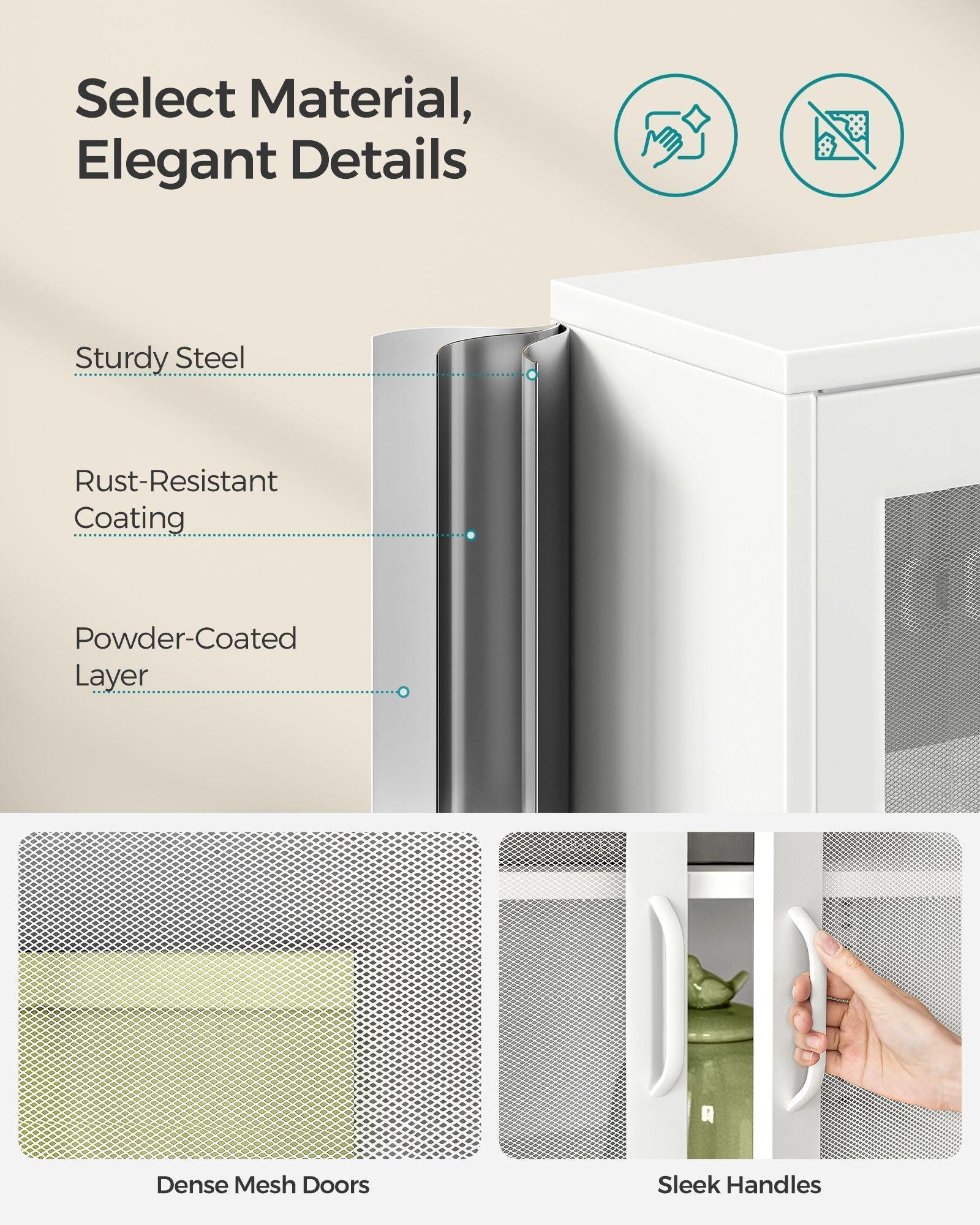 Storage Cabinet With 2 Mesh Doors Matte White FredCo