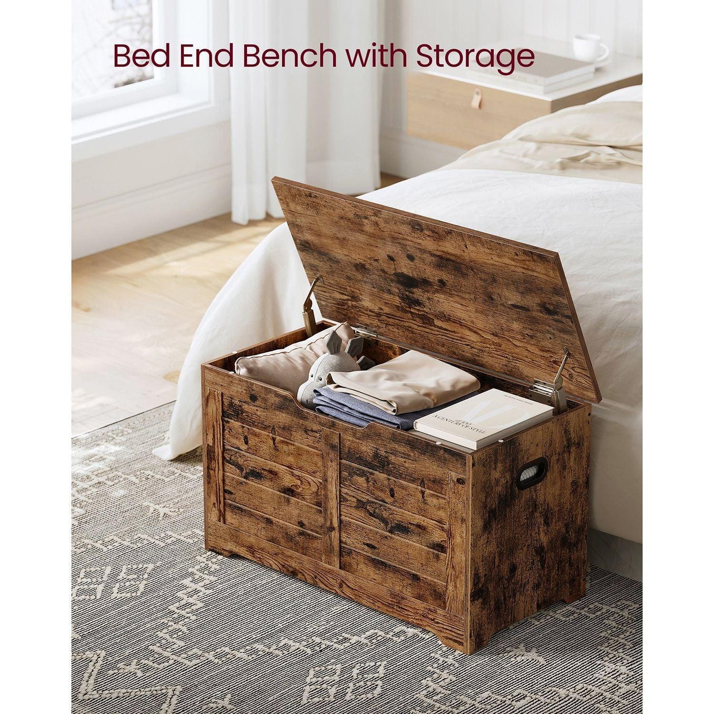 Storage Chest with 2 Safety Hinges Rustic Brown FredCo